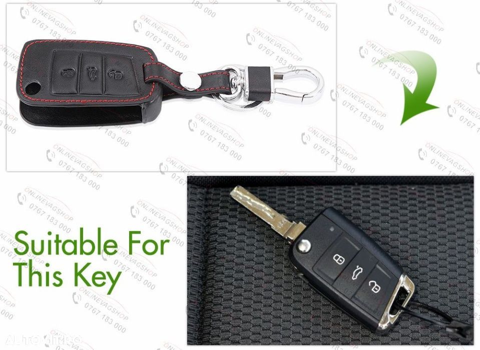 Husa piele pentru cheie Golf 7,Seat Leon, Ibiza Skoda Octavia 3 - 3