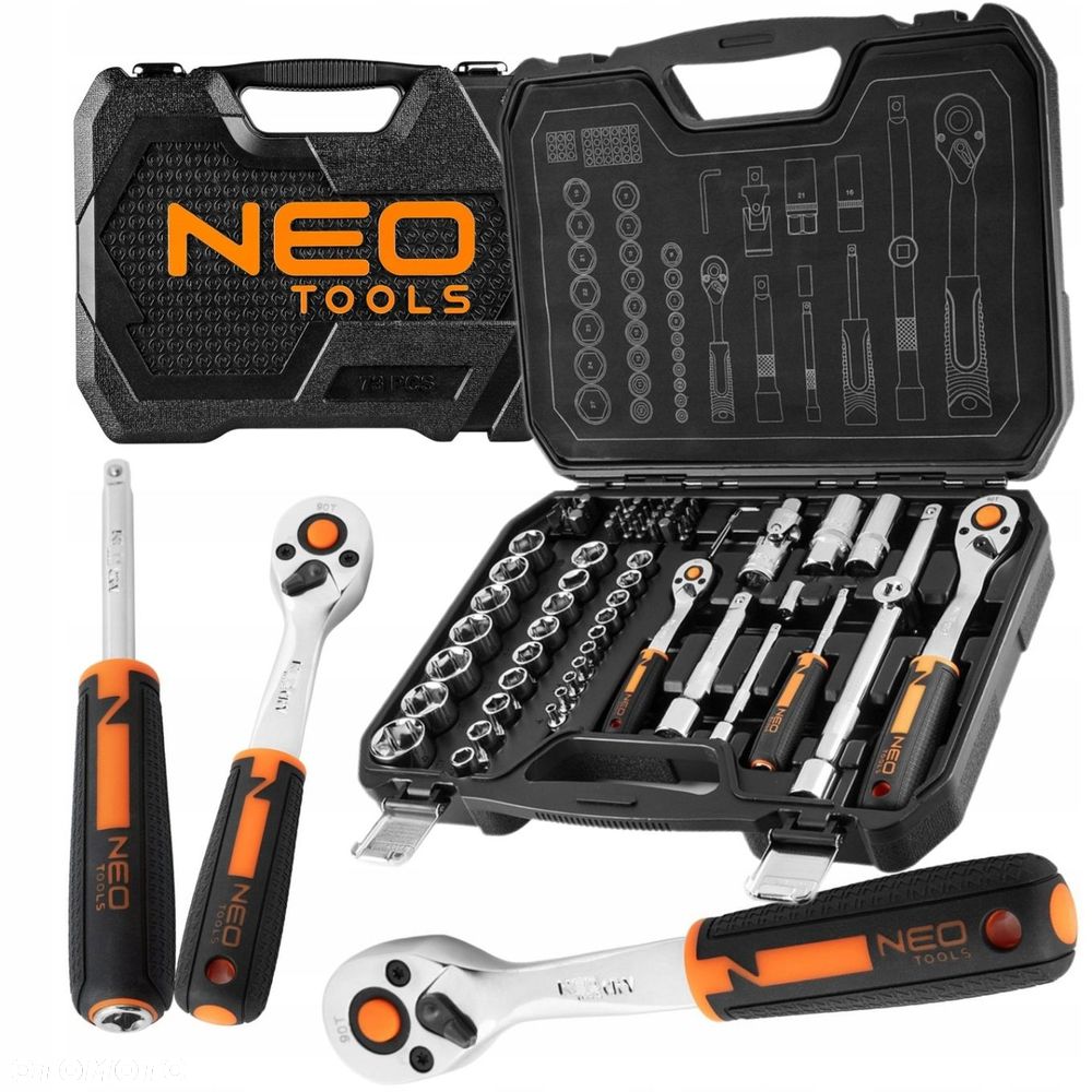 NEO ZESTAW KLUCZE NASADOWE 1/2" 1/4" 73elem CRV BITY TORX NASADKI WALIZKA - 14