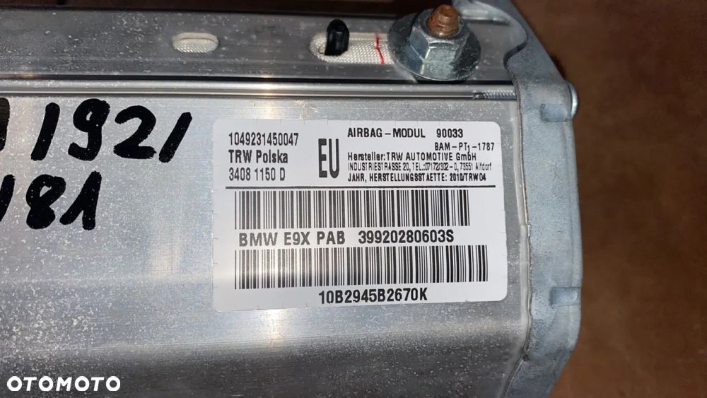 BMW E90 E91 E92 E93 PODUSZKA POWIETRZNA PASAŻERA JEDNOBOJOWA 9202806 - 5
