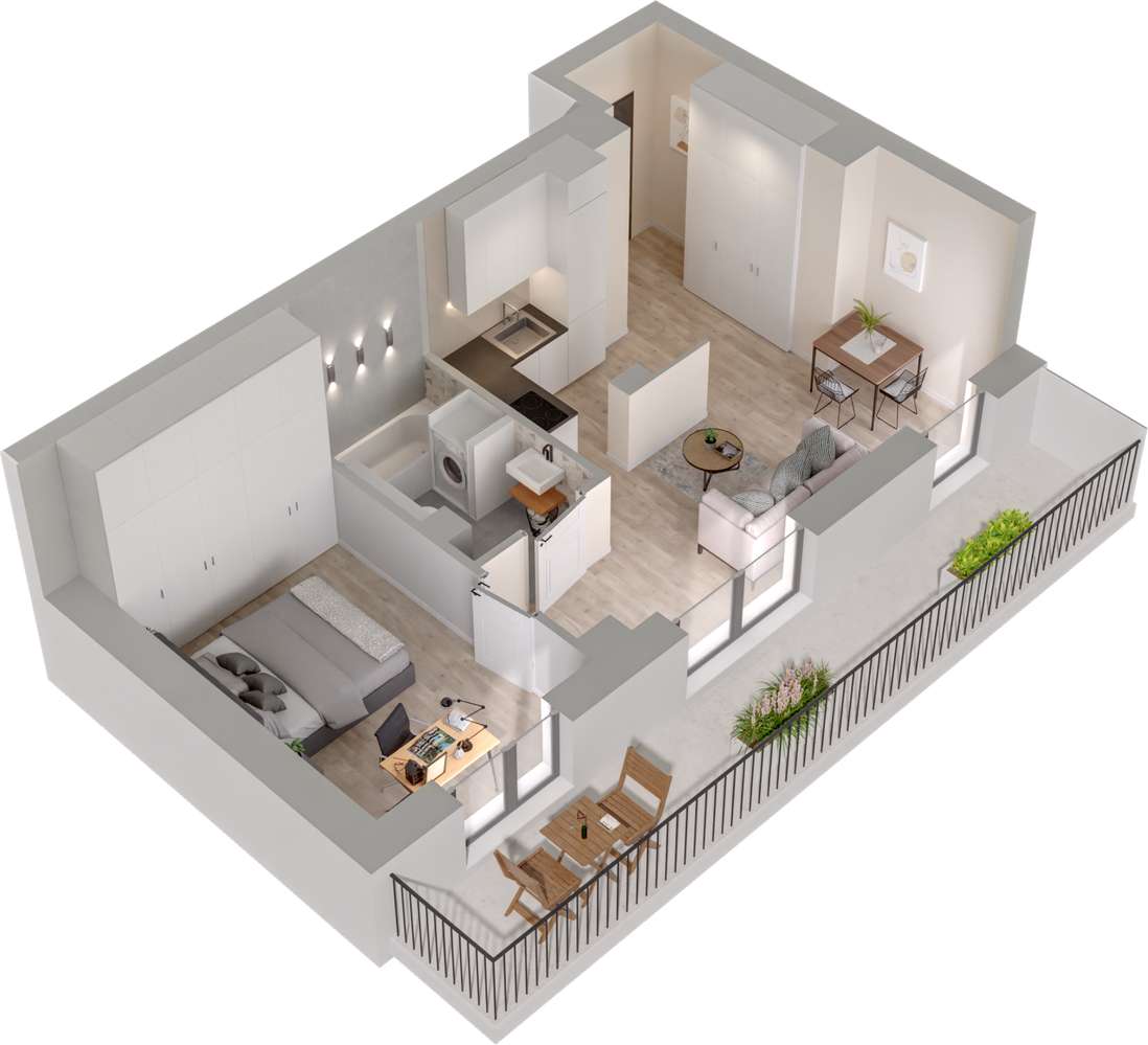 4.M.15 | 38,97 m² | 2 pokoje z tarasem | Krzyki- Gaj