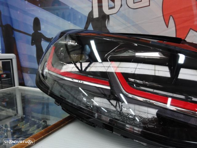 Faróis frontais full Led com pisca dinâmico e welcome light para VW Golf 7 12-17 Look 7,5 com risca vermelha - 6