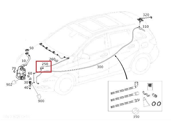 MERCEDES B-KLASA W246 Przewod wiazka spryskiwaczy szyby przod OE - 2