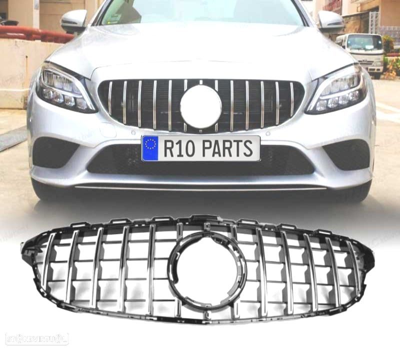 GRELHA DIANTEIRA MERCEDES W205 AMG 19- LOOK AMG GT PRATEADO - 1