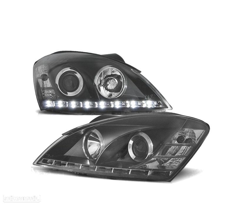 FAROIS FRONTAIS KIA CEED 07-09 LUZ DIURNA FUNDO CROMADO H1 - 1
