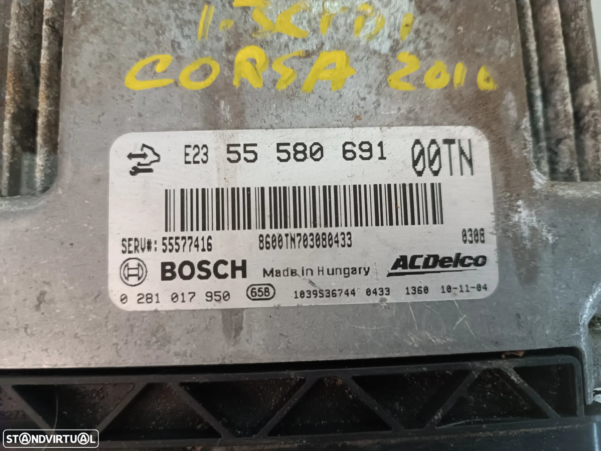CENTRALINA DO MOTOR OPEL CORSA D 1.3CDTI 55580691 0281017950 - 2