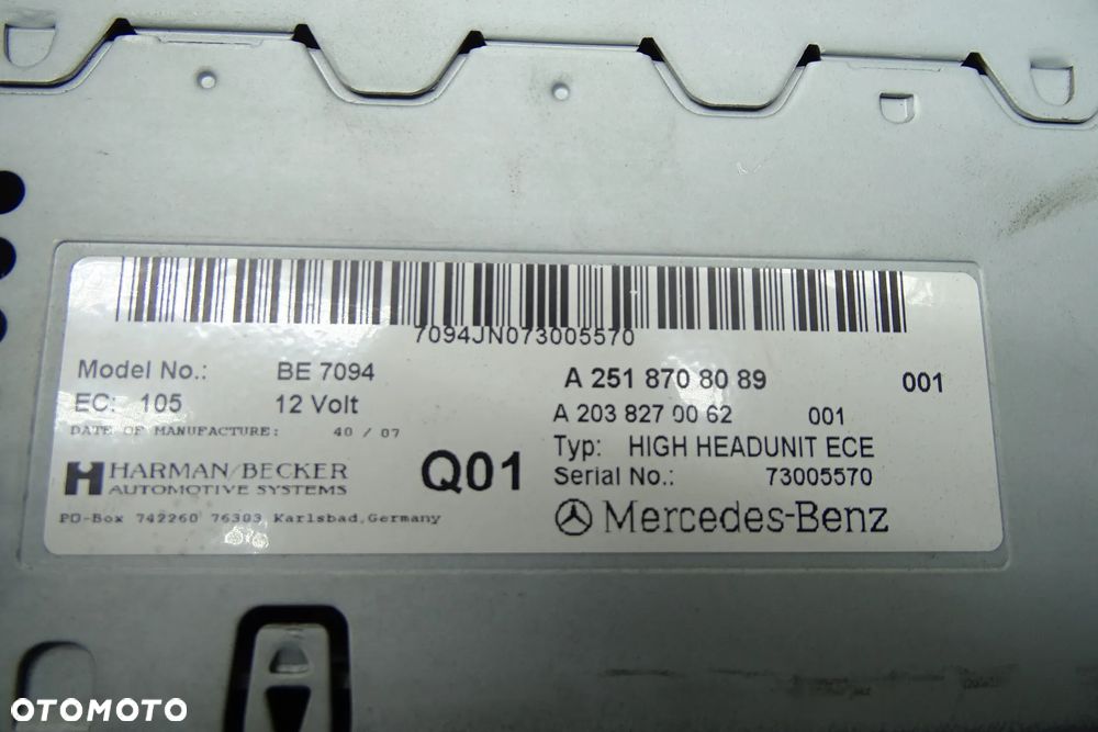Mercedes R Klasa R251 Radio Nawigacja A2518708089 - 6