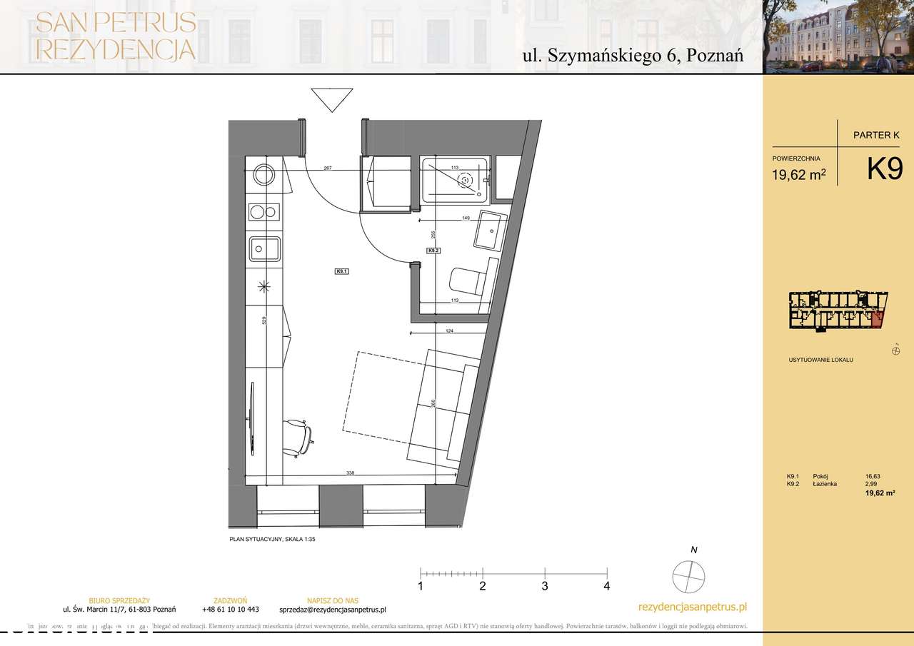 1-pokojowe mieszkanie 19m2 Bez Prowizji - Pełny obrazek: 2/10