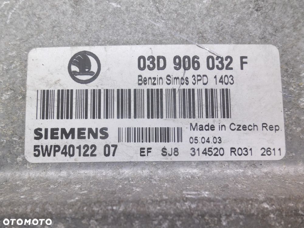 SKODA FABIA I KOMPUTER SILNIKA 1,2 03D906032F SIEMENS AWY POSIADAM 4 SZT - 2