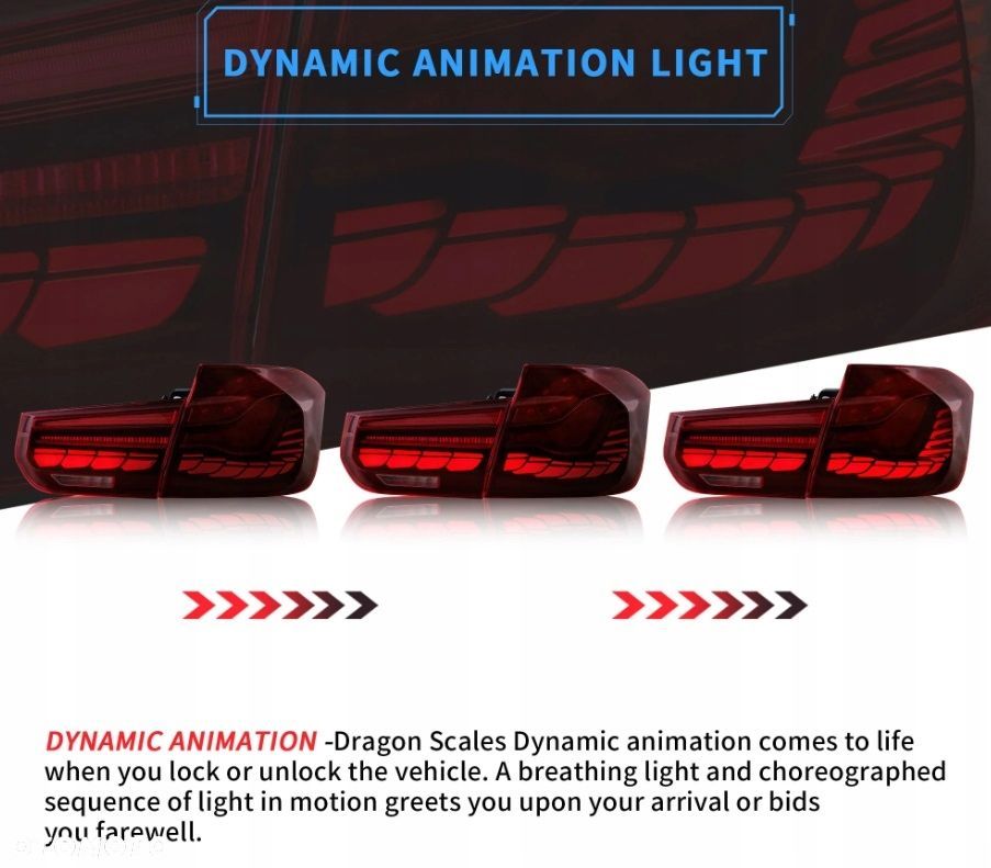 lampa tyl na kpl oled led gts-look animacje bmw 3 f30 2011-2018 lift - 6