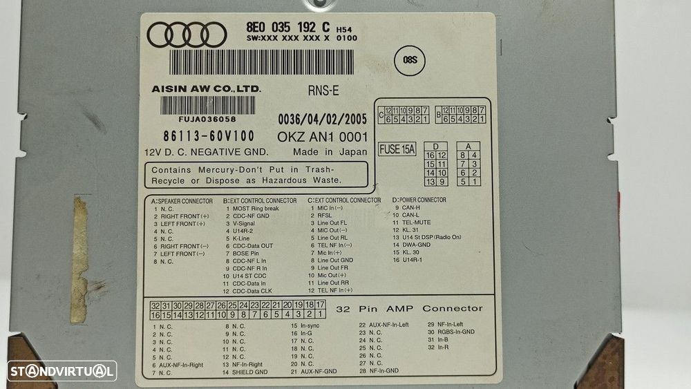 SISTEMA NAVEGAÇÃO GPS AUDI A4 BERLINA (8E) 2.5 TDI (120KW) - 5