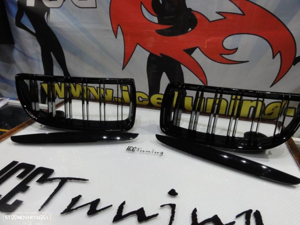 Grelha frontal BMW E90 / E91 05-08 M4 look / dupla lâmina em preto piano brilhante - 11