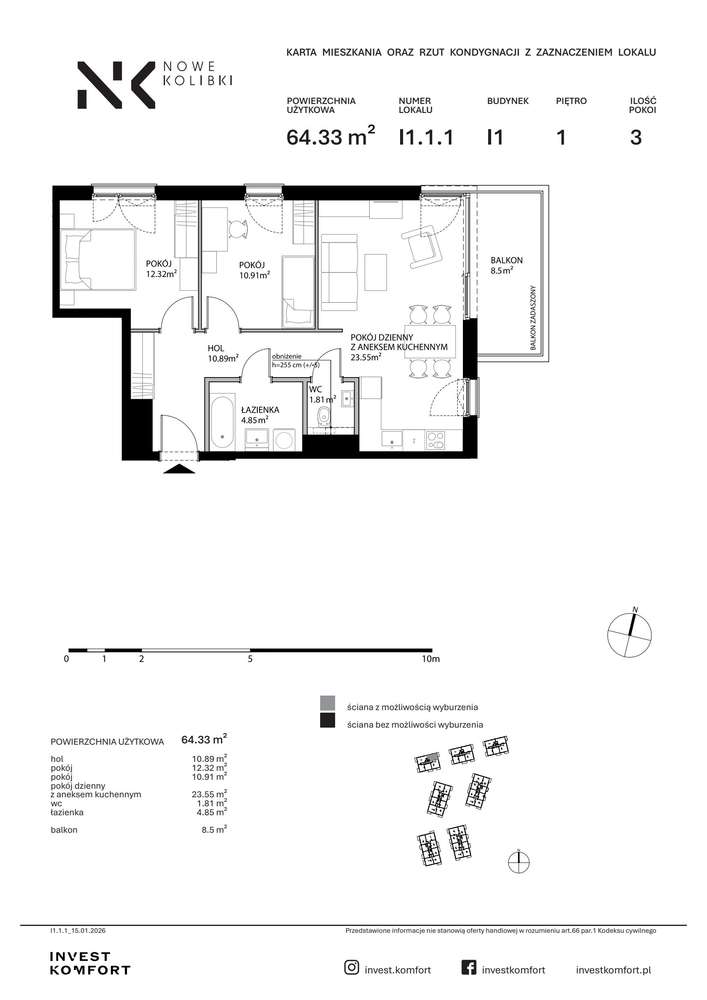 3-pokojowe mieszkanie 69m2 + balkon Bezpośrednio - Pełny obrazek: 2/17
