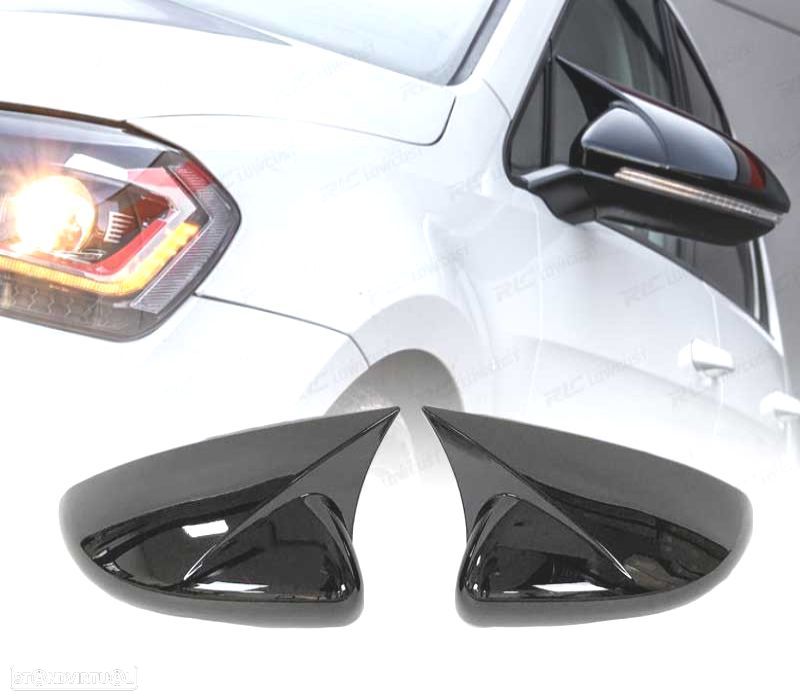 CAPAS DE ESPELHOS RETROVISORES VOLKSWAGEN VW GOLF 6 R20 PRETO BRILHANTE - 1
