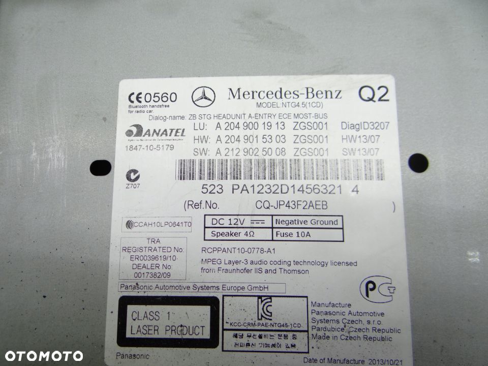 Mercedes C Klasa W204 LIFT Radio Nawigacja 2049001913 - 6