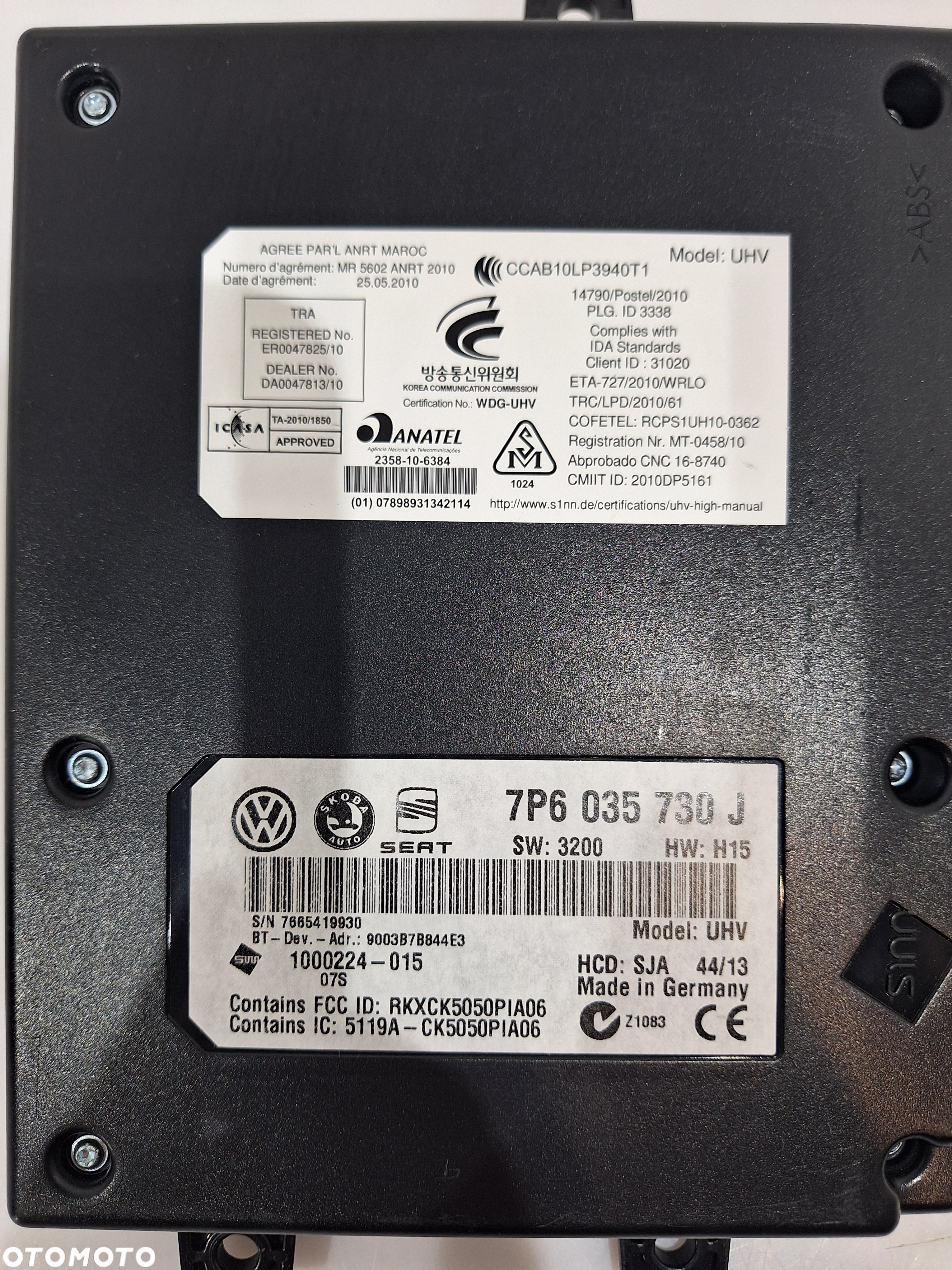 VW Skoda Seat Moduł Bluetooth 7P6035730J - 2
