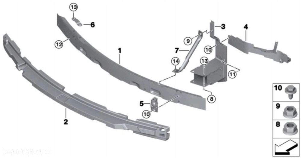 BELKA WZMOCNIENIE ZDERZAKA OKULAR WSPORNIK MOCOWANIE LAMP BMW X5 X6 F15 F16 - 9