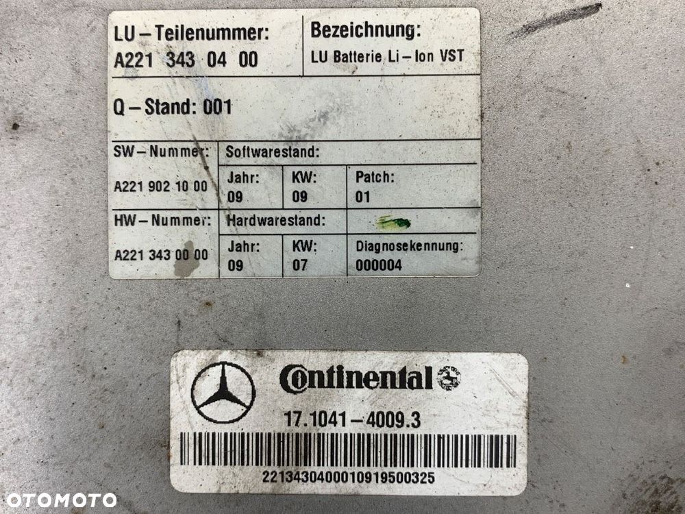 BATERIA HYBRYDA  MERCEDES-BENZ KLASA S (W221) 2005 - 2013 S 400 Hybrid 220 kW [299 KM] Hybryda - 8