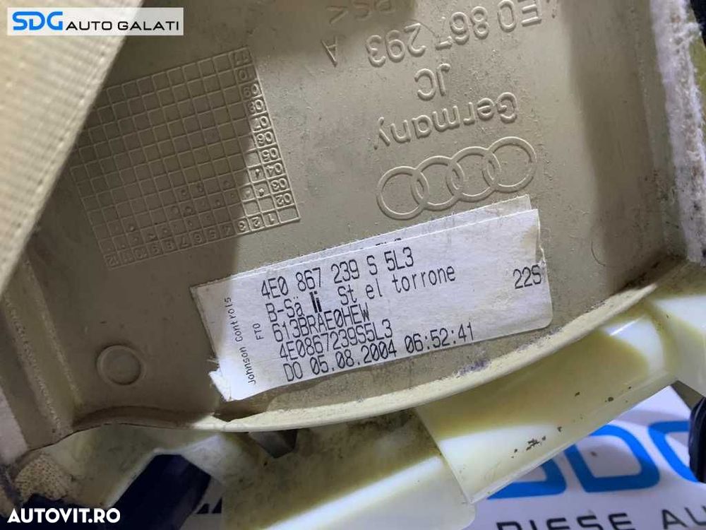 Centura Siguranta Dreapta Fata Completa cu Capac Capitonaj Stalp si Motoras Pretensionare Audi A8 D3 2002 - 2009 Cod 601836800 4E0867239S - 10
