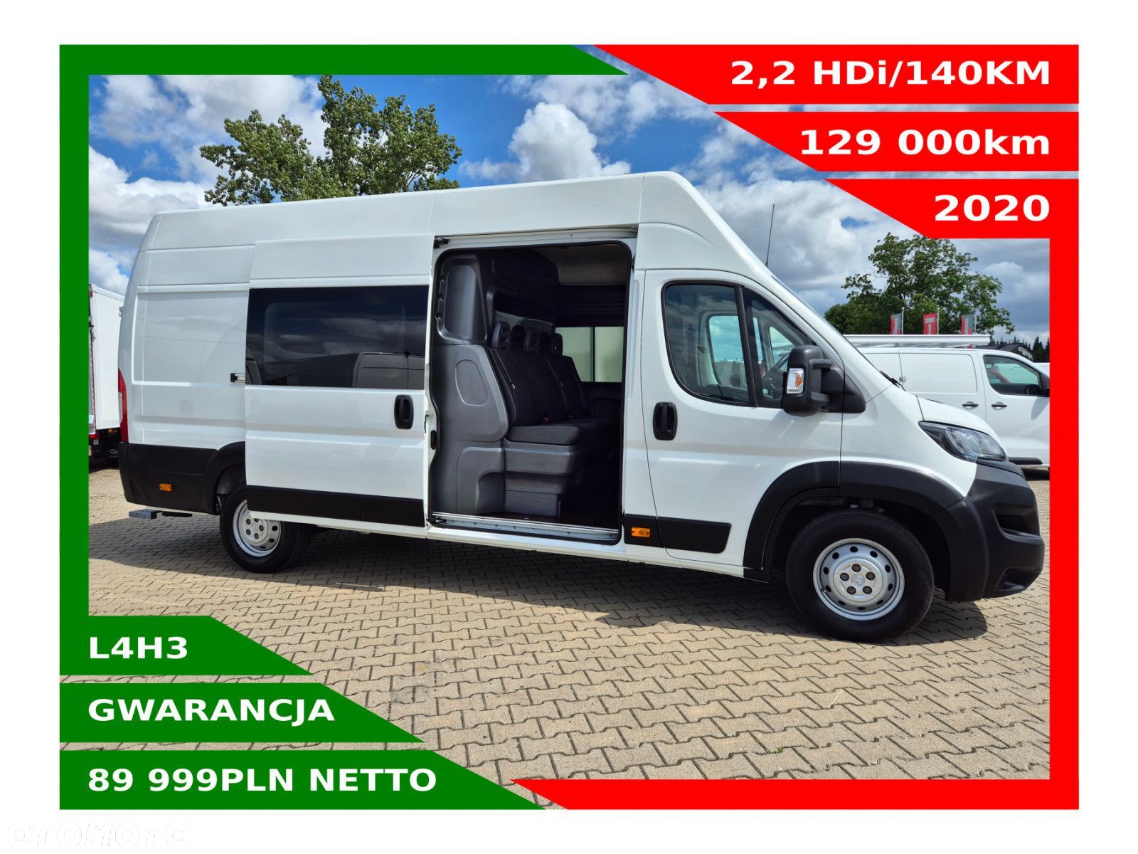 Peugeot boxer L4H3 *89999zł NETTO* Brygadówka 6 osób 2,2HDi/140KM - 1