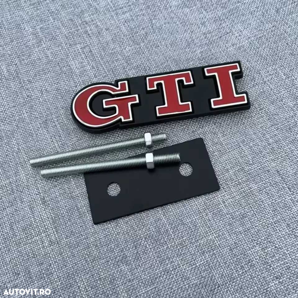 Emblema Metalica 3D cu Suport GTI GTD pentru Grila Fata VW Volkswagen - 3