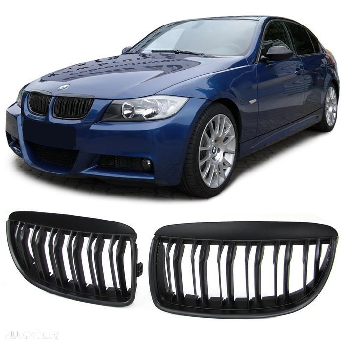 Grile negre duble Bmw E90 non facelift nfl si lci facelift  CALITATE PREMIUM ⭐️⭐️⭐️⭐️⭐️ - 1