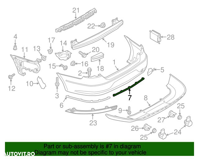 Ornament bara protectie, spoiler Volkswagen Passat Cc (357), 06.2008-02.2012, montare spate, centrala, RapidAuto - 2
