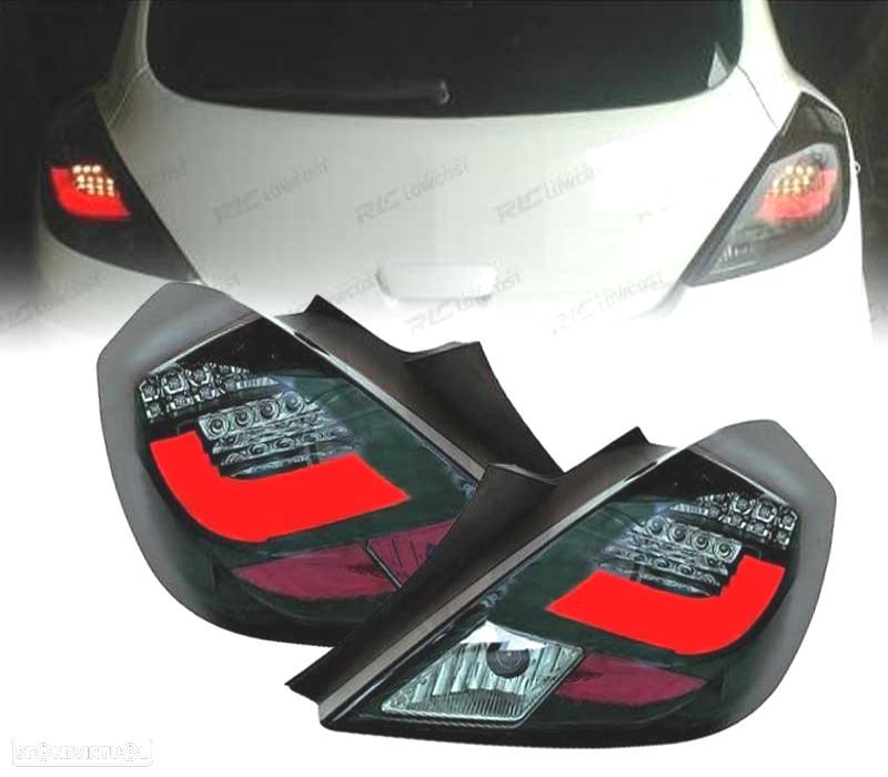 FAROLINS TRASEIROS LED OPEL CORSA D 06-11 PRETO ESCURECIDO - 1