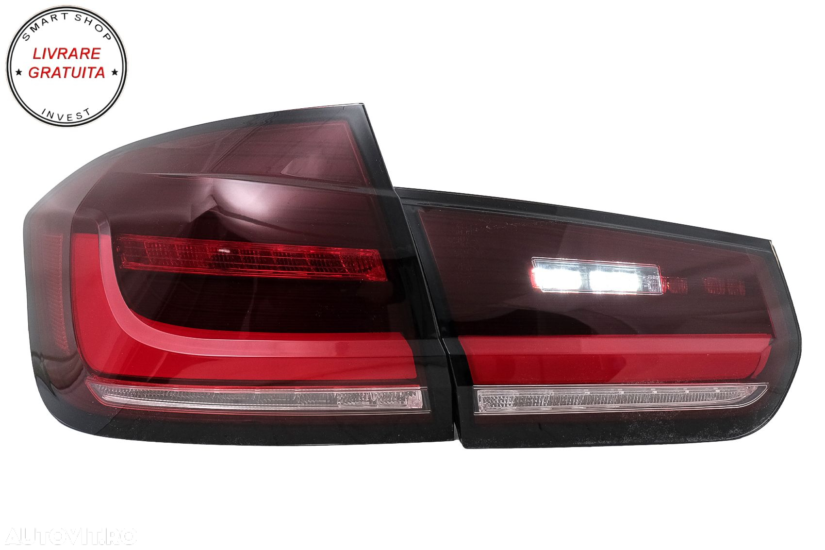 Stopuri LED BAR BMW Seria 3 F30 (2011-2019) Rosu Clar cu Semnal Dinamic Secvential- livrare gratuita - 4