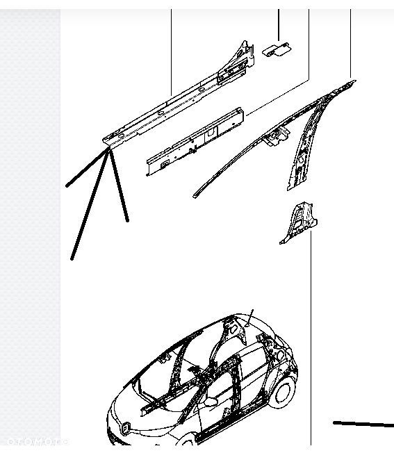 NOWY ORYGINALNY STELAŻ BLACHA ZAMYKAJĄCA PRAWA PRÓG PRAWY RENAULT ZOE 13-19 764403247R - 6