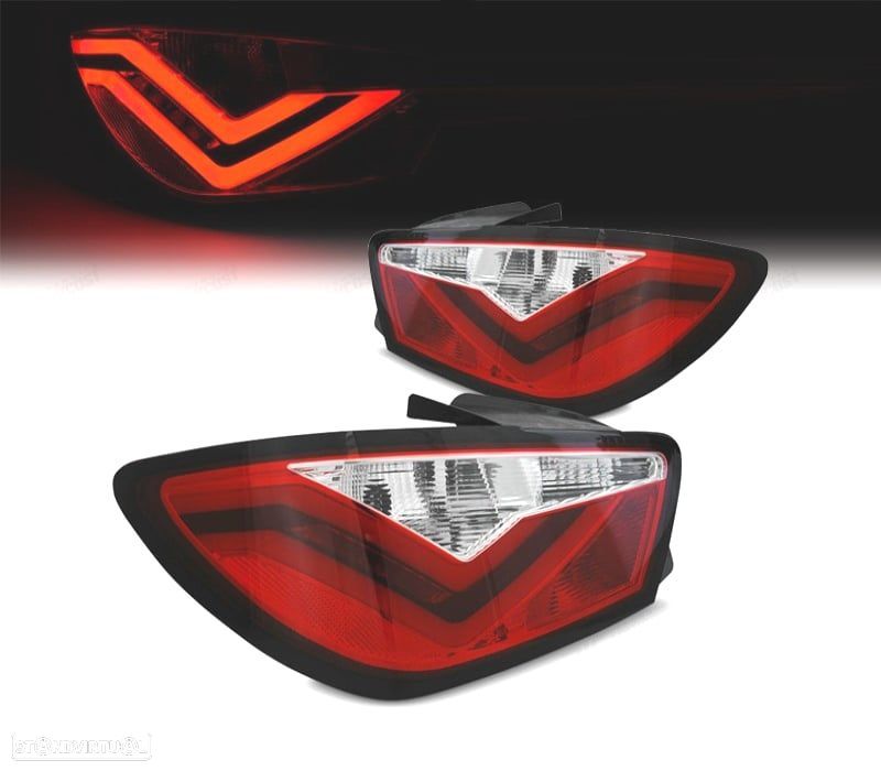 FAROLINS TRASEIROS PARA SEAT IBIZA 08-12 LIGHT BAR FUNDO VERMELHO CROMADO 3 PORTAS - 1