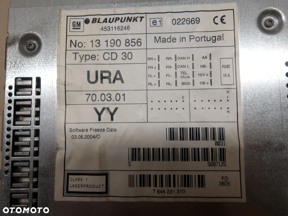 OPEL ASTRA III H HB 5D 1.9D HB 5D RADIO 13190856 - 4