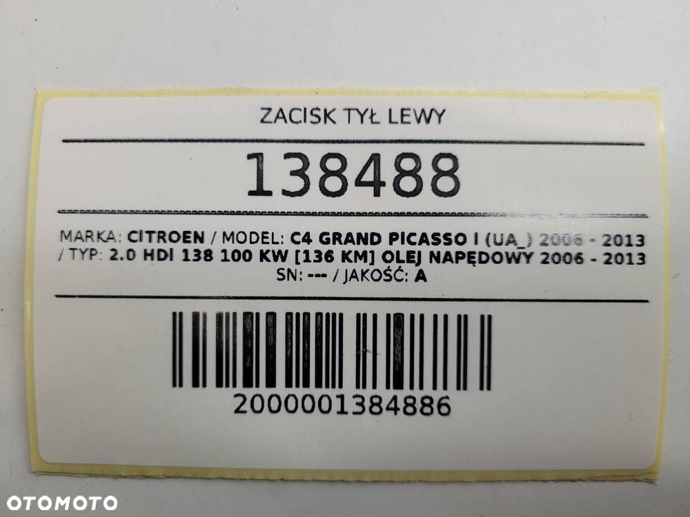 ZACISK TYŁ LEWY CITROEN C4 GRAND PICASSO I 2.0 HDI 136KM - 8