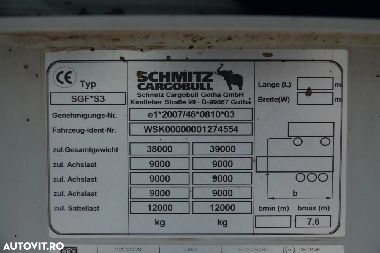 Schmitz Cargobull BASCULATOR SCHMITZ / 24 mc / JUGĂ DE OȚEL / AXĂ DE RIFAT / PRELAȚĂ AUTOMATĂ / CAMERA DE MARCHAR / IMPORTAT - 21