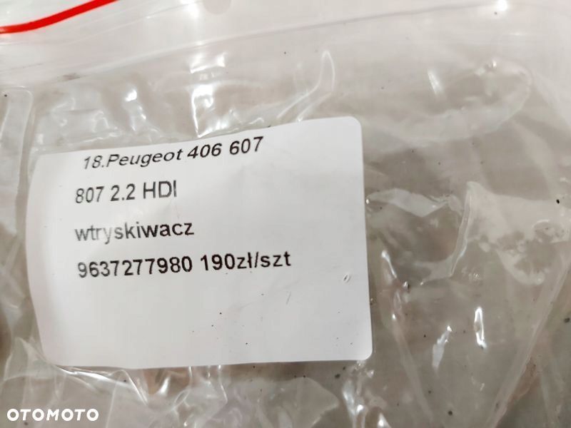 peugeot 407 607 807 2.2 hdi wtryskiwacz paliwa wtrysk 9637277980 - 10