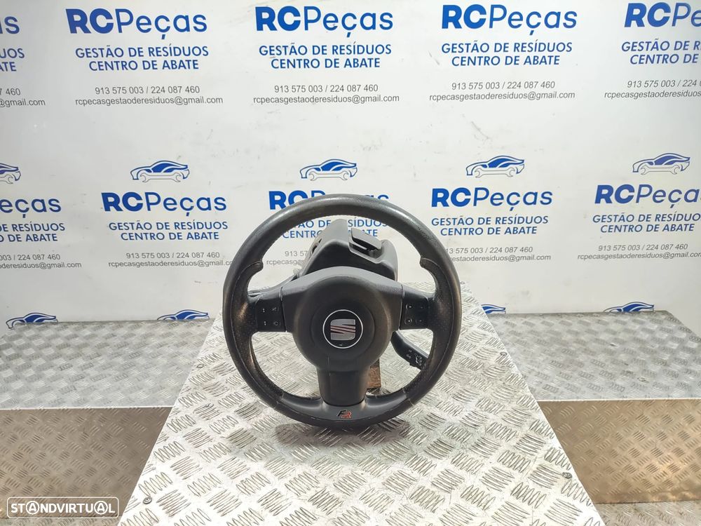 Volante Guiador Completo Original Pele Perfurada Seat Leon 1P FR Comandos Multifunções - 6