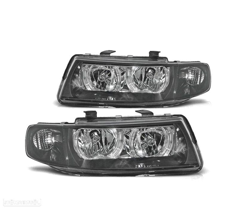 FARÓIS SEAT LEON TOLEDO 99-05 OLHOS DE ANJO FUNDO NEGRO - 1