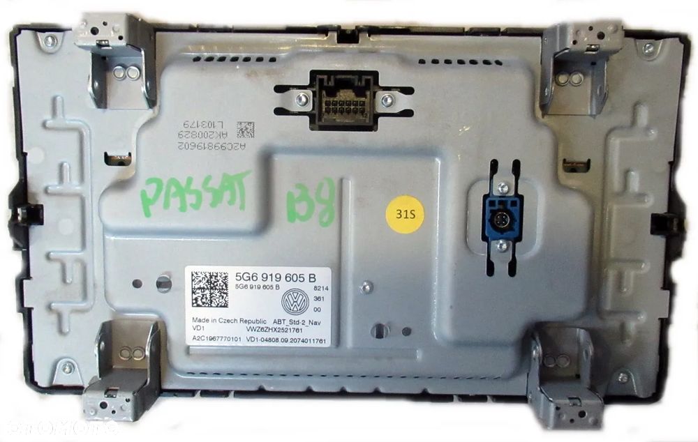 VW PASSAT B8 PANEL RADIO RADIOODTWARZACZ EKRAN WYŚWIETLACZ 5G6919605B - 2