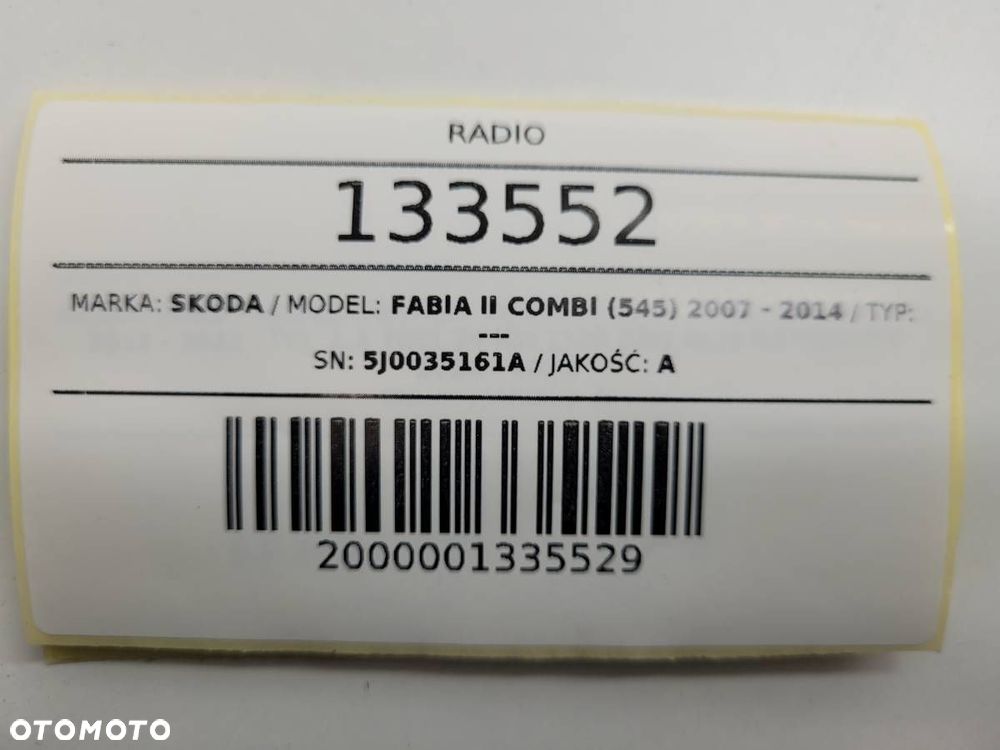 RADIO ODTWARZACZ CD SKODA FABIA II 5J0035161A - 9