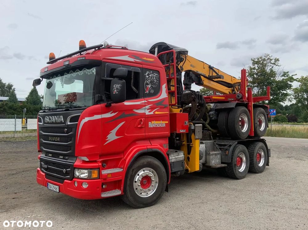 Scania R580 V8 2016r Scania R560 V8 2014r Scania R500 V8 2013r do drewna drzewa lasu dłużycy kłody dźwig epsilon loglift wózek doll huttner przyczepa do transportu drewna - 16
