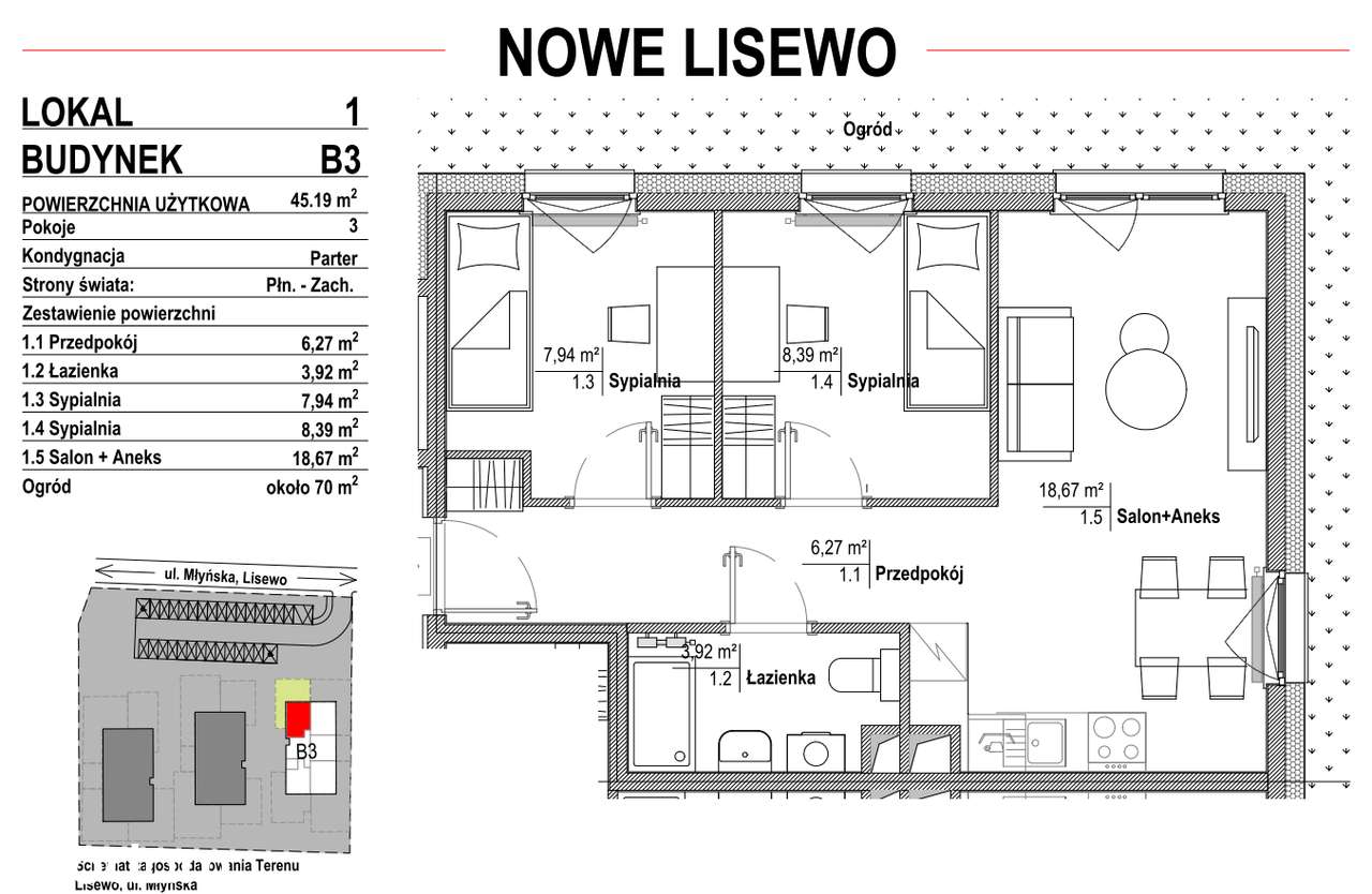 Mieszkanie z ogródkiem na parterze