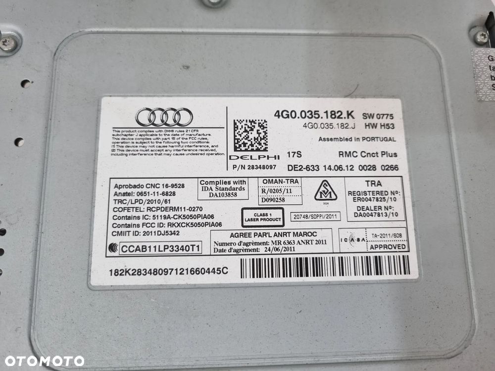 AUDI A6 C7 A7 RADIO NAWIGACJA CZYTNIK SDD 4G0035182K - 5