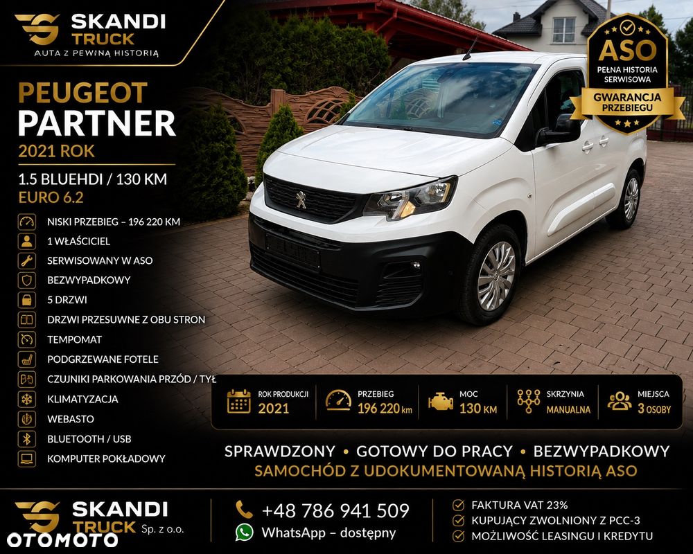 Peugeot Partner  21r 130 HK Niski przebieg 1wł ASO 5 dzwi Euro6.2/ford/opel/citroen - 2