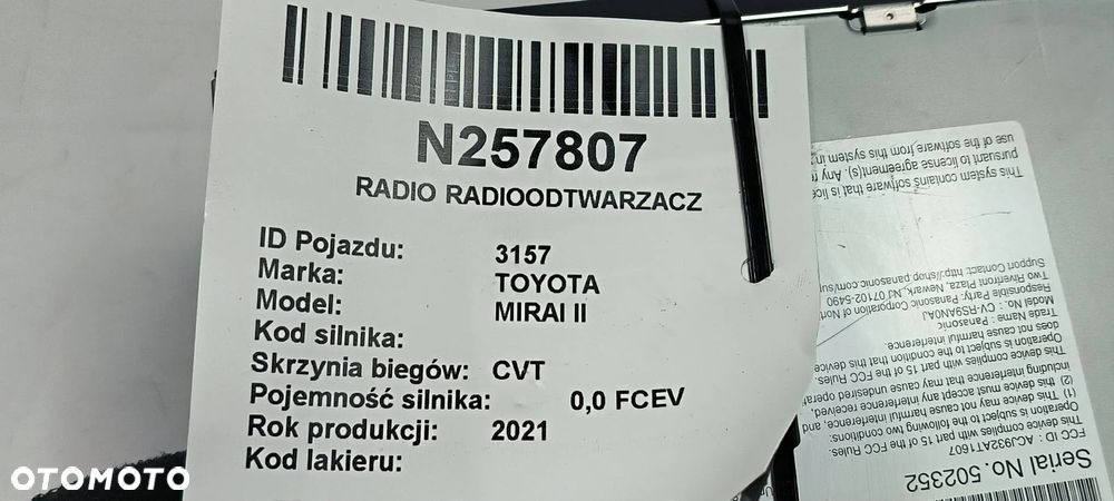 TOYOTA MIRAI II FCEV 2021 8612062060 Panel / Radioodtwarzacz CD/DVD/GPS - 9