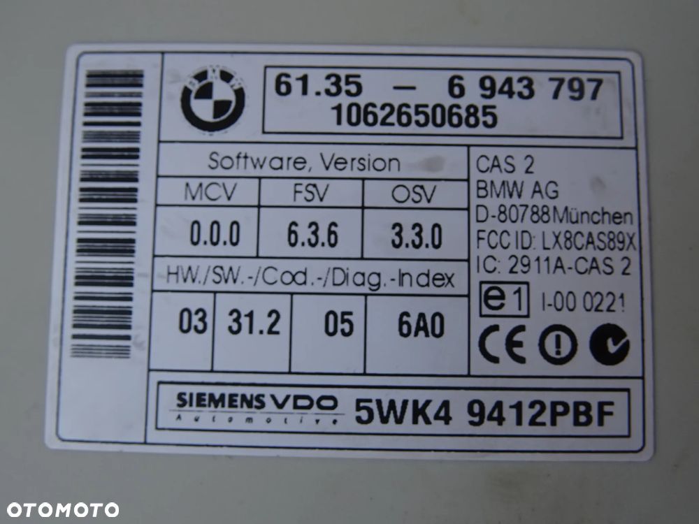 BMW E61 E60 MODUŁ DOSTĘPU CAS CAS2 6943797 - 3