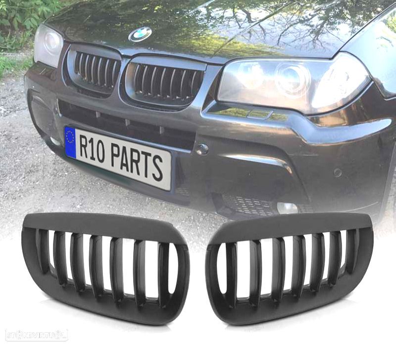GRELHAS FRONTAIS BMW X3 03-07 PRETA MATT - 1