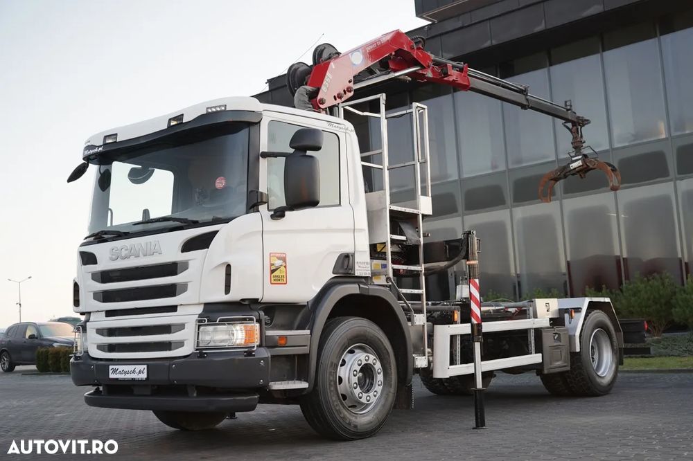Scania P 280 / 4X2 / ȘASIU - 4,9 M / + HDS HMF 635 / CAPACITATE DE RIDICARE 1.500 KG / ATINGERE MAXIMĂ 6,9 M / GRĂTAR / - 4