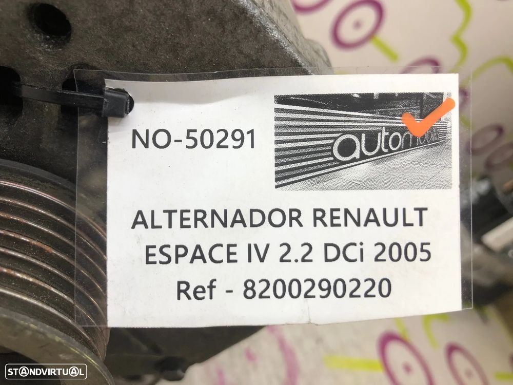Alternador RENAULT ESPACE IV (JK0/1_) 2.2 dCi  Ref. 8200290220 - NO. 50291 - 5