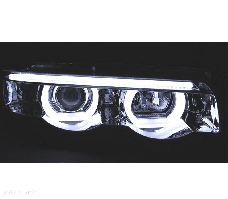 FARÓIS ANGEL EYES BMW SERIE 7 E38 94-01 FUNDO CROMADO - 3