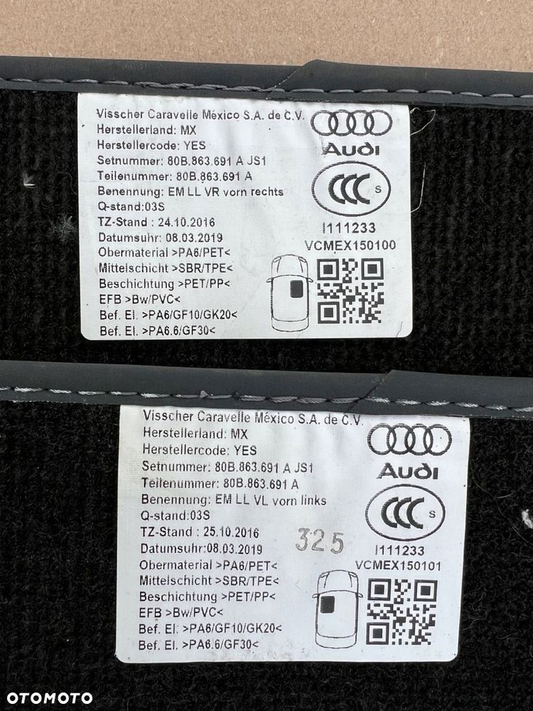 audi q5 80a zestaw dywaników materiałowych przód tył 80a864450a 80b863691a - 7