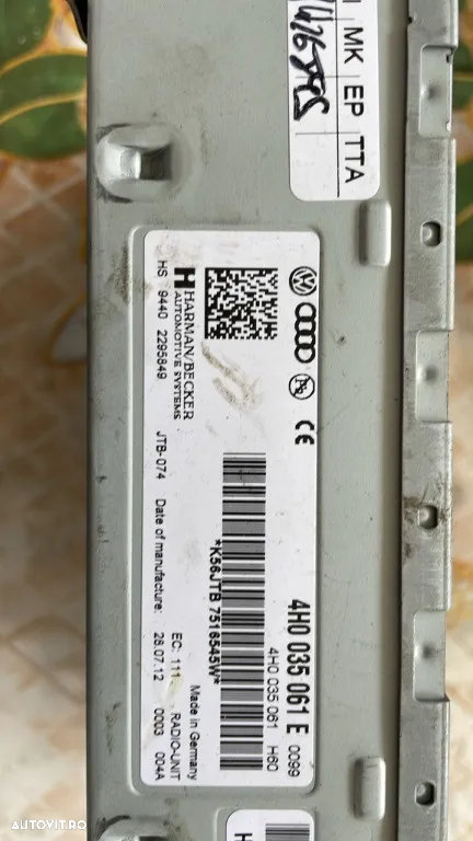 Modul Radio Harman Becker, Audi A8 4h 2012, 4H0035061E - 2